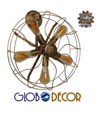 GLOBOSTAR® FAN 01381 Vintage Φωτιστικό Τοίχου - Απλίκα με Ντουί 5 x E27 AC 220-240V IP20 - Μπρούτζινο - Μ46 x Π22 x Υ46cm